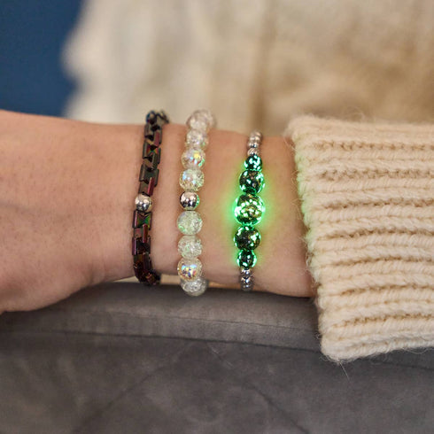 Obsidian | Silver | Firefly Glass Cascade Bracelet